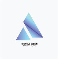 Creative A letter triangle shape pattern abstract logo design vector