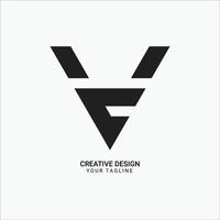 Creative VC or CV initial flat triangle shape monogram modern brand unique logo design vector