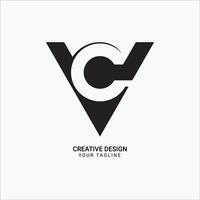 Creative VC or CV initial triangle shape pattern monogram flat modern brand unique logo design vector