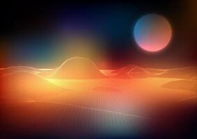 Abstract background with a retro wireframe digital landscape vector