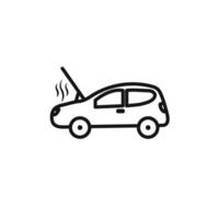 Broken car with open hood icon set collection for web vector