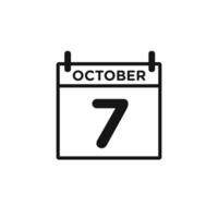 7 october date icon set collection for web vector