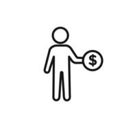 Man take money credit icon set collection for web vector