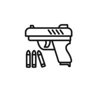 Gun with ammunition icon set collection for web vector
