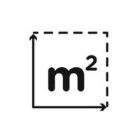 m2 area unit icon set collection for web vector