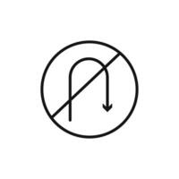 No U turn sign icon set collection for web vector