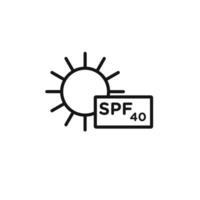 Sun protection factor 40 icon set collection for web vector