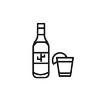 Tequila bottle and glass icon set collection for web vector