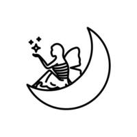 Fairy Sitting on Moon Icon Set Fantasy Illustrations for Mythical and Magical Themes vector