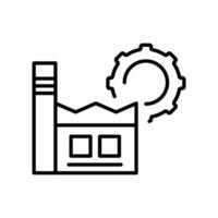 factory and gear icon Outline flat Icon vector