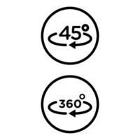 Angle 45 to 360 degrees icons Outline flat Icon vector
