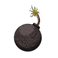 explode bomb sketch hand drawn vector