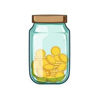 growth coin jar cartoon illustration vector