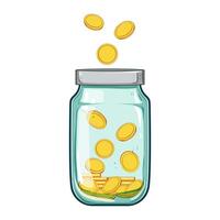 bottle coin jar cartoon illustration vector