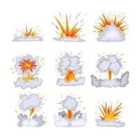 explosion effect set cartoon illustration vector