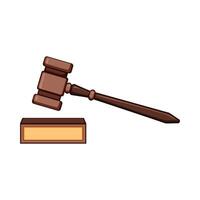 trial judge hammer cartoon illustration vector