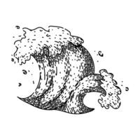 abstract ocean wave sketch hand drawn vector