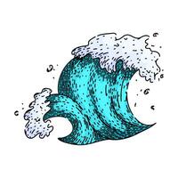 abstract ocean wave sketch hand drawn vector