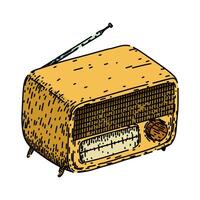 radio retro technology devices sketch hand drawn vector