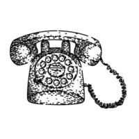 telephone retro technology devices sketch hand drawn vector