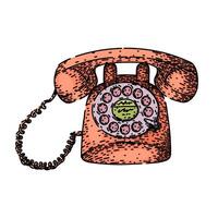 telephone retro technology devices sketch hand drawn vector