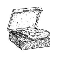 vinyl player retro technology devices sketch hand drawn vector