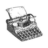 typewriter retro technology devices sketch hand drawn vector