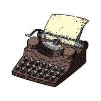 typewriter retro technology devices sketch hand drawn vector