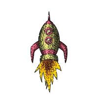 launch rocket sketch hand drawn vector