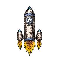 start rocket sketch hand drawn vector