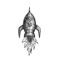 launch rocket sketch hand drawn vector