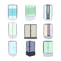 shower cabin set cartoon illustration vector