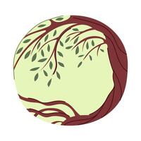 planet tree of life cartoon illustration vector