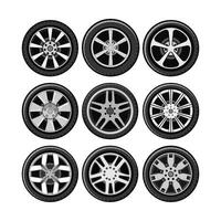 wheel car set cartoon illustration vector