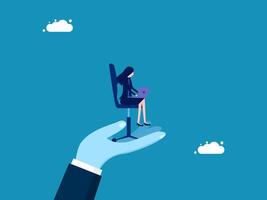 Help with work. The business manager lifts up a chair to support the employee vector