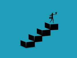 a man is standing on top of a box with a light bulb vector