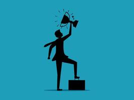 businessman on top of a box with a megaphone vector
