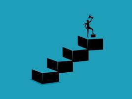 businessman climbing up a ladder to reach the top of a cube vector