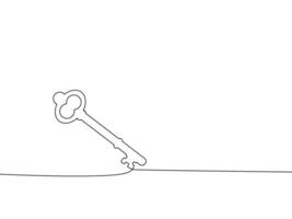 one line drawing of a key with a keyhole vector