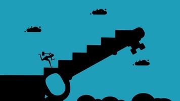 a man is standing on a ladder and holding a key vector