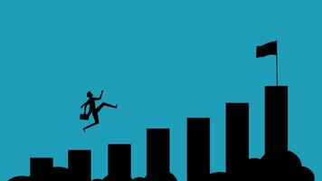 businessman jumping over bar chart on top of graph vector