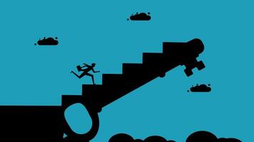 a man is climbing up a ladder to the top of a building vector