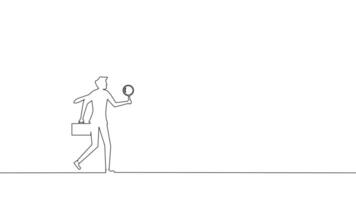 one line drawing of a man with a briefcase and a mirror vector