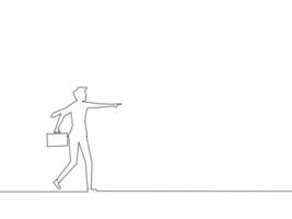 one line drawing of a man walking with a briefcase vector