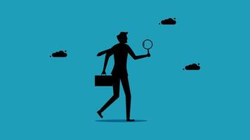 a man with a briefcase and a magnifying glass is walking vector