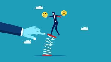 a man is standing on a ladder with a smiley face on it vector