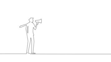 one line drawing of a man with a megaphone vector