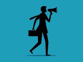silhouette of a man with a briefcase and a megaphone vector