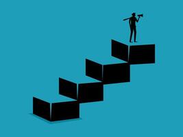 a man standing on top of a box with a megaphone vector