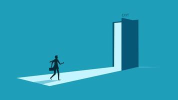 businessman walking towards the exit door of a building vector